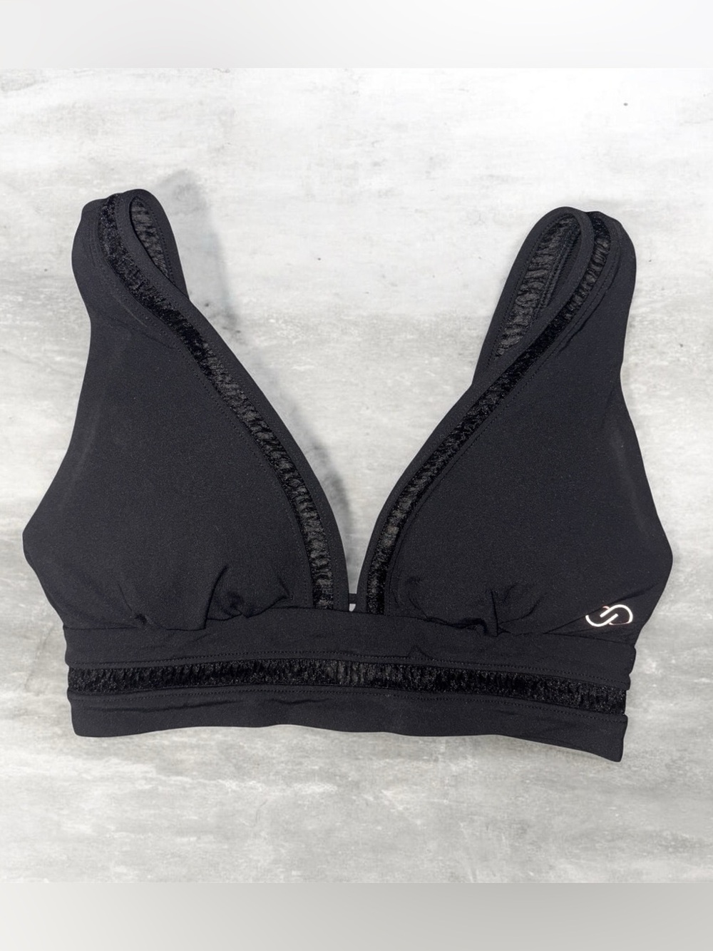 Calia V-Neck Black Bikini Top